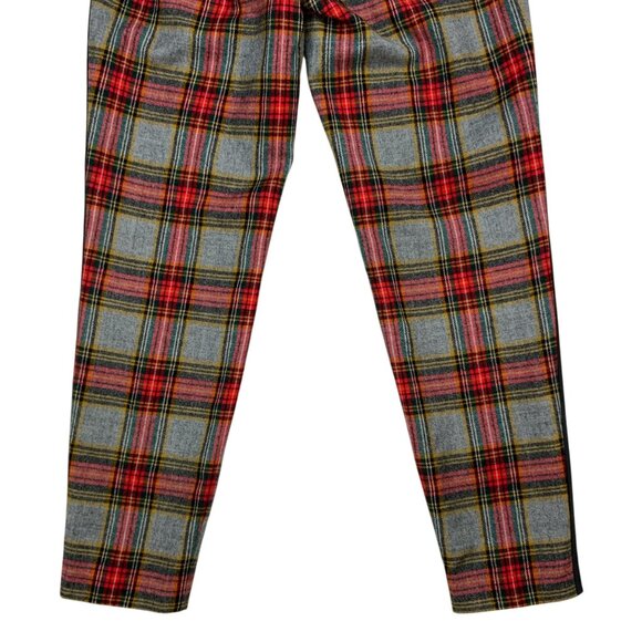 J. Crew Glasgow Wool Pant 0 Red Gray Plaid Tuxedo Stripe Lined Cropped Academia - Picture 11 of 14